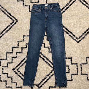 Good American Good Waist Crop Raw Edge Skinny Jeans